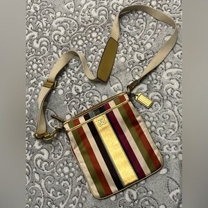 Coach Legacy Julia Multicolor Striped Gold Crossbody Bag Vintage